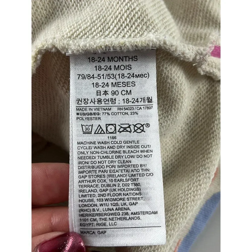Baby Gap Kids Graphic Crew Neck Sweatshirt Multi Floral Girls Size 18-24 Months